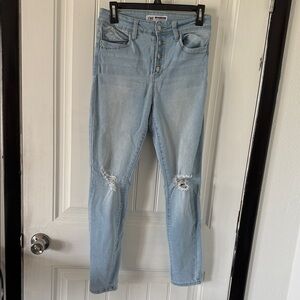 YMI Light Blue Skinny Jeans with Knee Distress